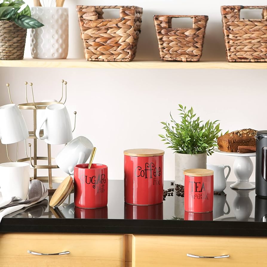 赤と白のキャニスターセット 赤と白のキャニスターセット 赤と白のキャニスターセット